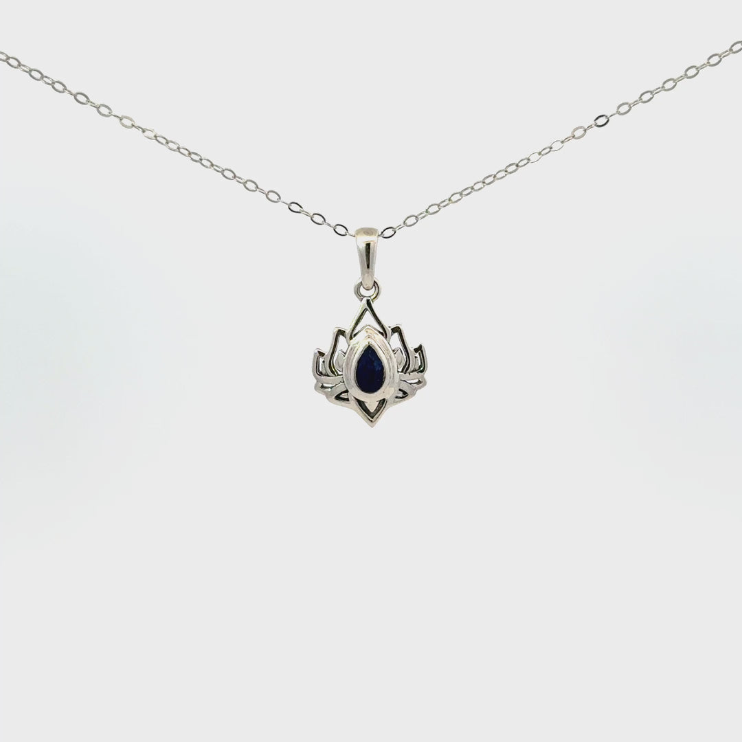 Lotus Gemstone Necklaces in Sterling Silver