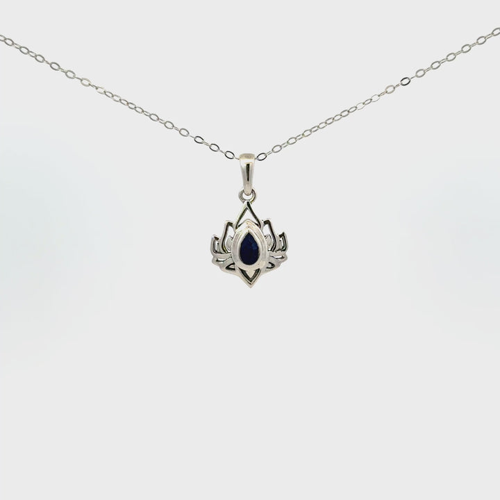 Lotus Gemstone Necklaces in Sterling Silver