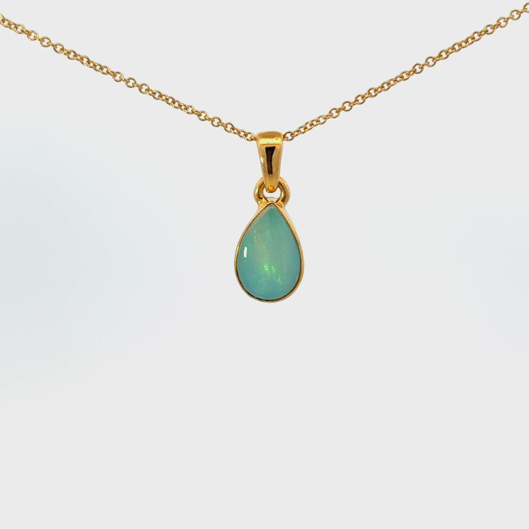 Ethiopian Opal Bezel Set Necklace in 18k Gold Over Sterling Silver