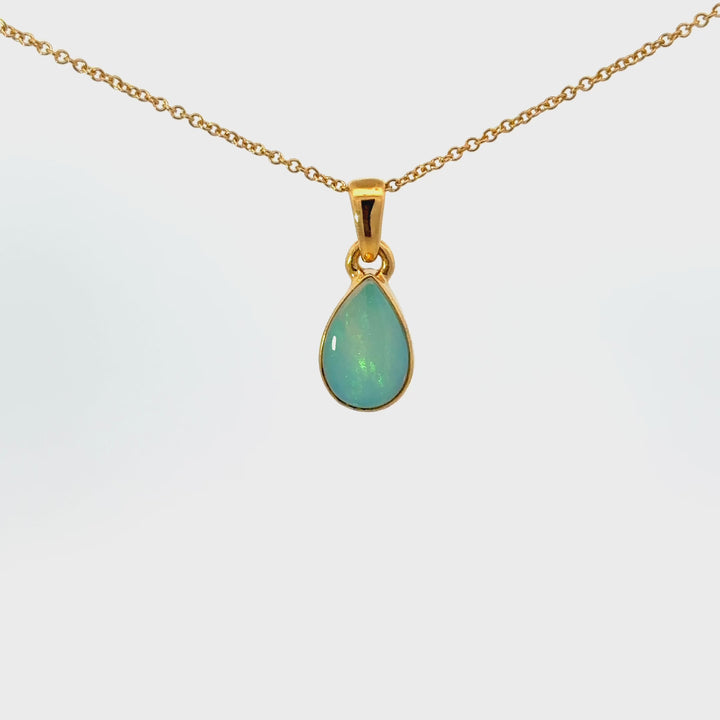 Ethiopian Opal Bezel Set Necklace in 18k Gold Over Sterling Silver