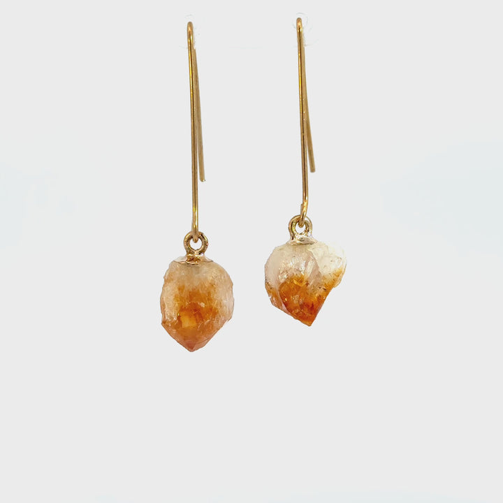 Brazilian Citrine Dangle Earrings in Base Metal