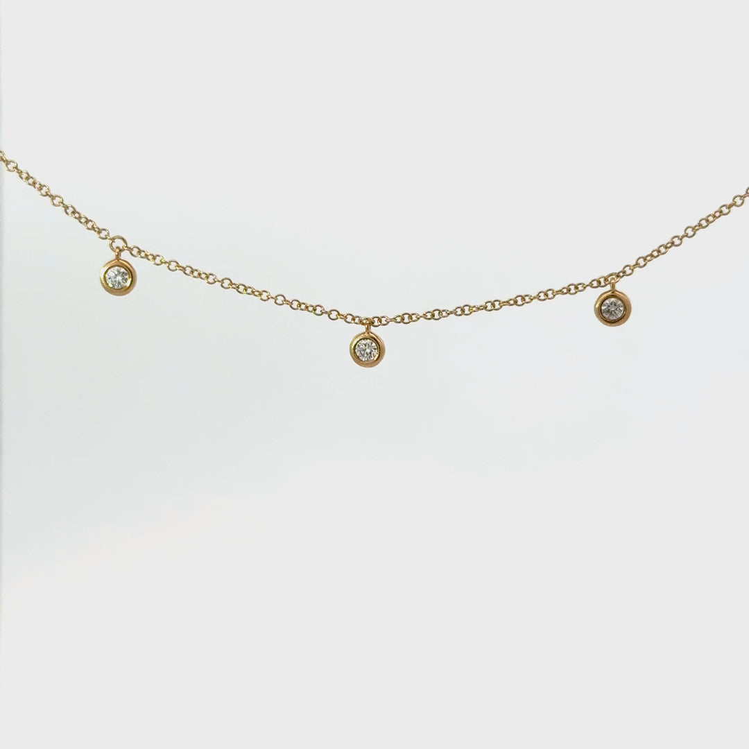 Five Bezel Set Diamond Necklace in 14K Yellow Gold