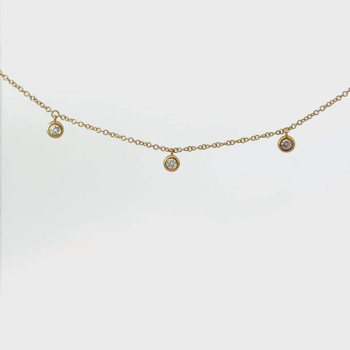 Five Bezel Set Diamond Necklace in 14K Yellow Gold