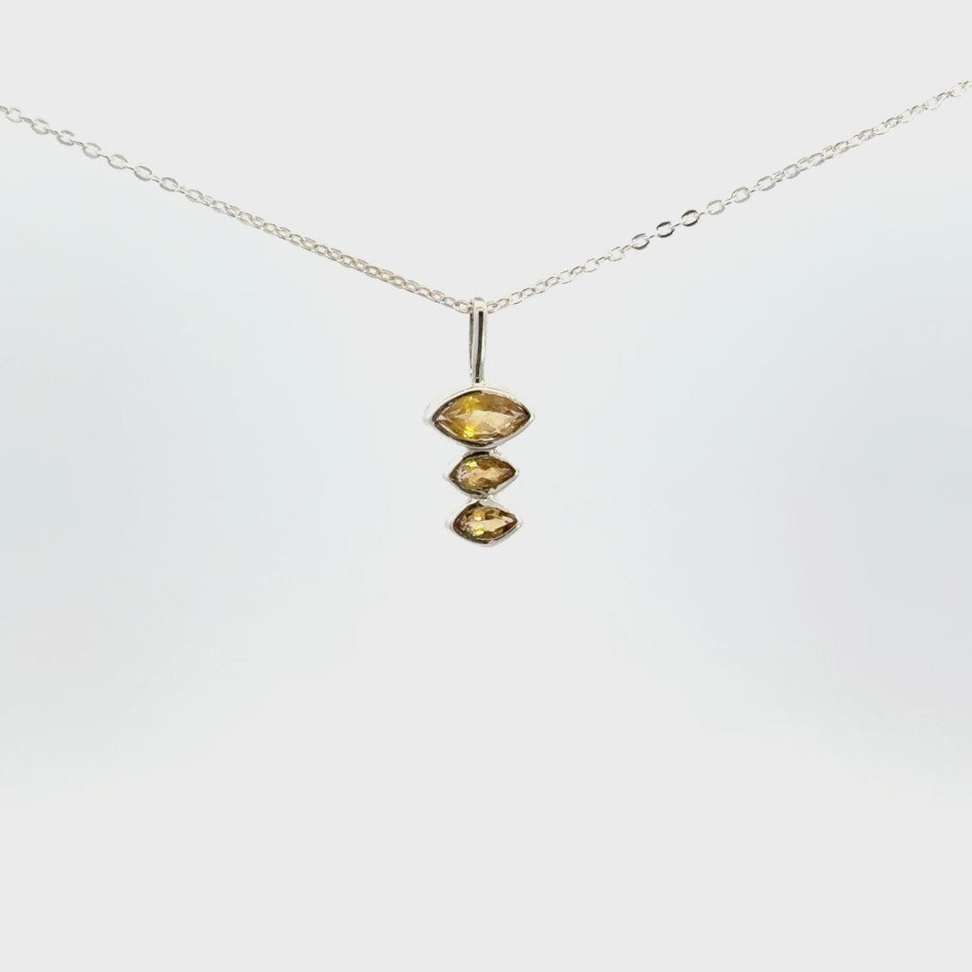 Marquise-Cut Citrine Vertical Drop Necklace in Sterling Silver