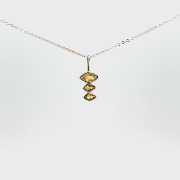 Marquise-Cut Citrine Vertical Drop Necklace in Sterling Silver