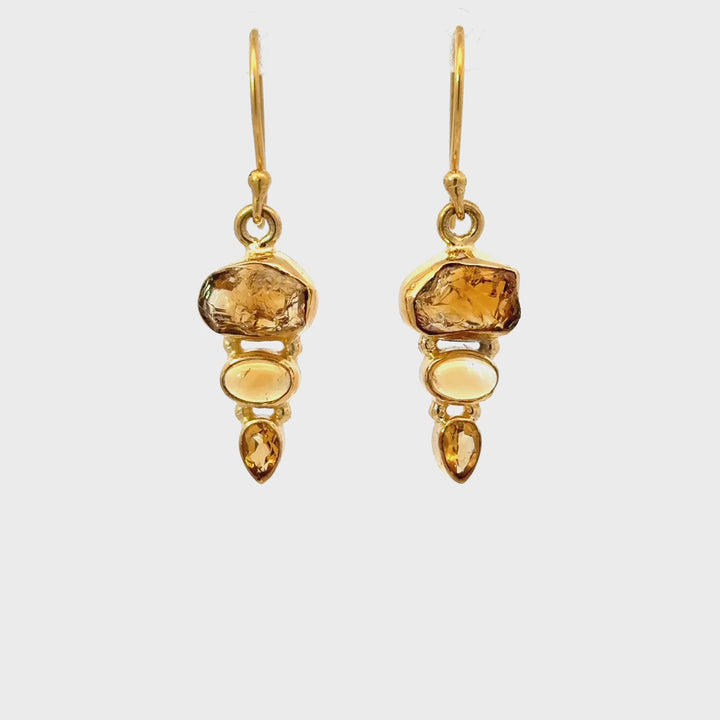 Citrine Dangle Earrings in 18K Gold-Plated Sterling Silver