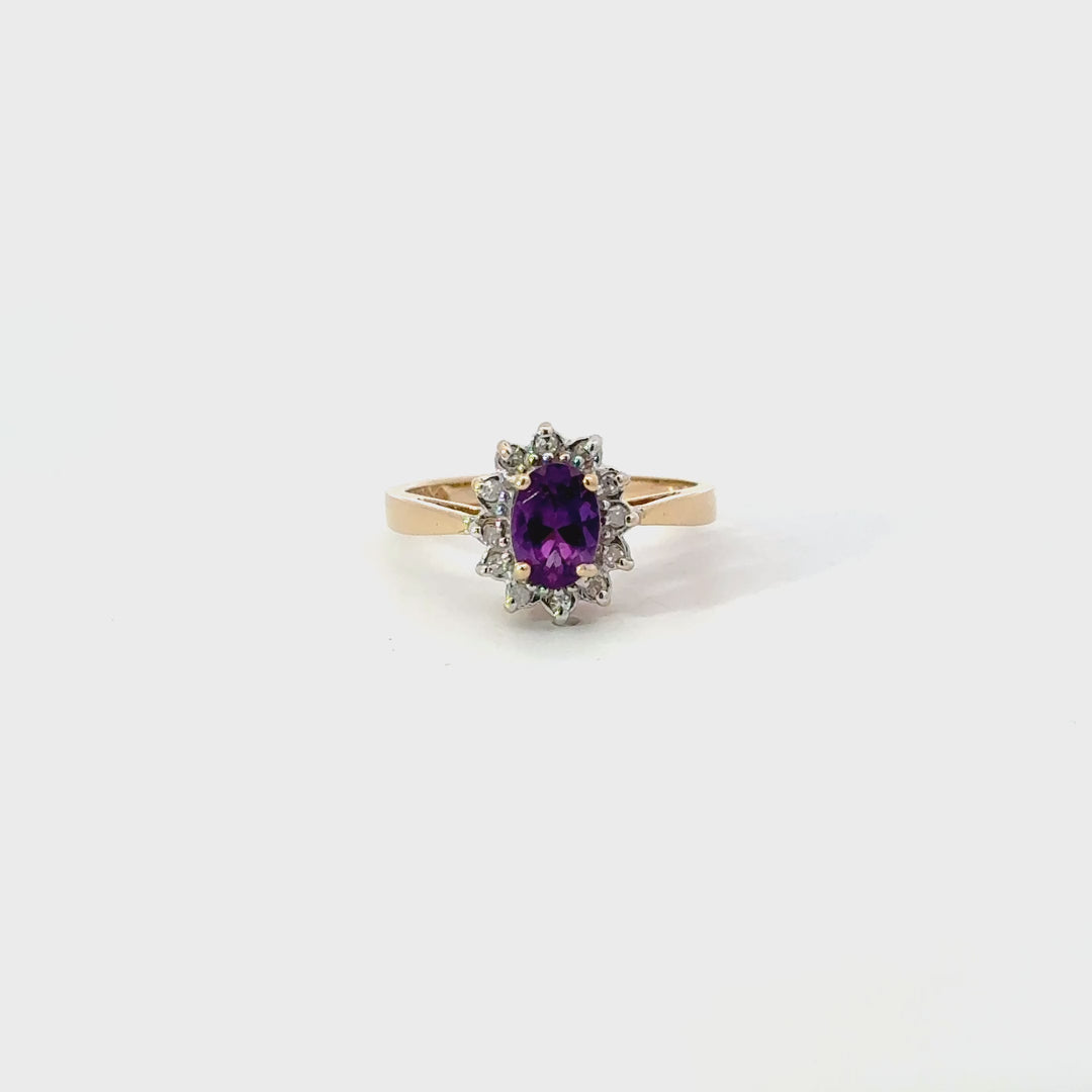 Vintage Amethyst & Diamond Ring in 14k Gold