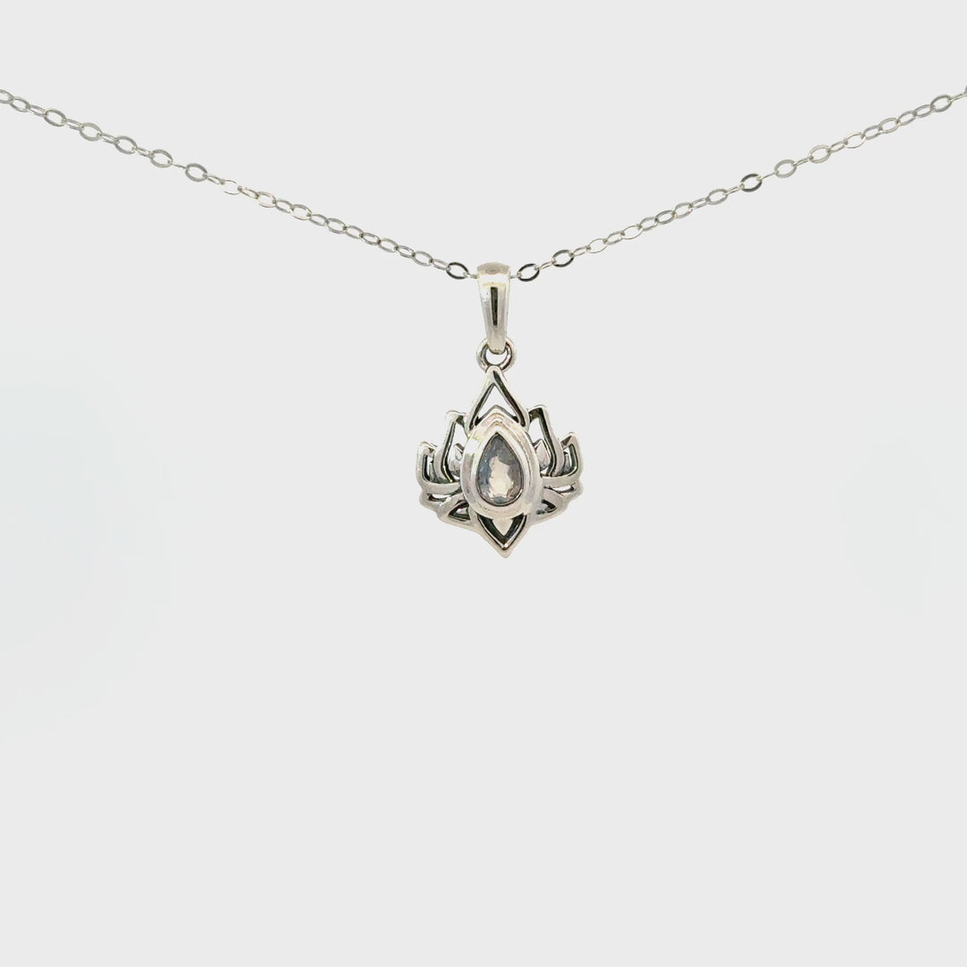 Lotus Gemstone Necklaces in Sterling Silver