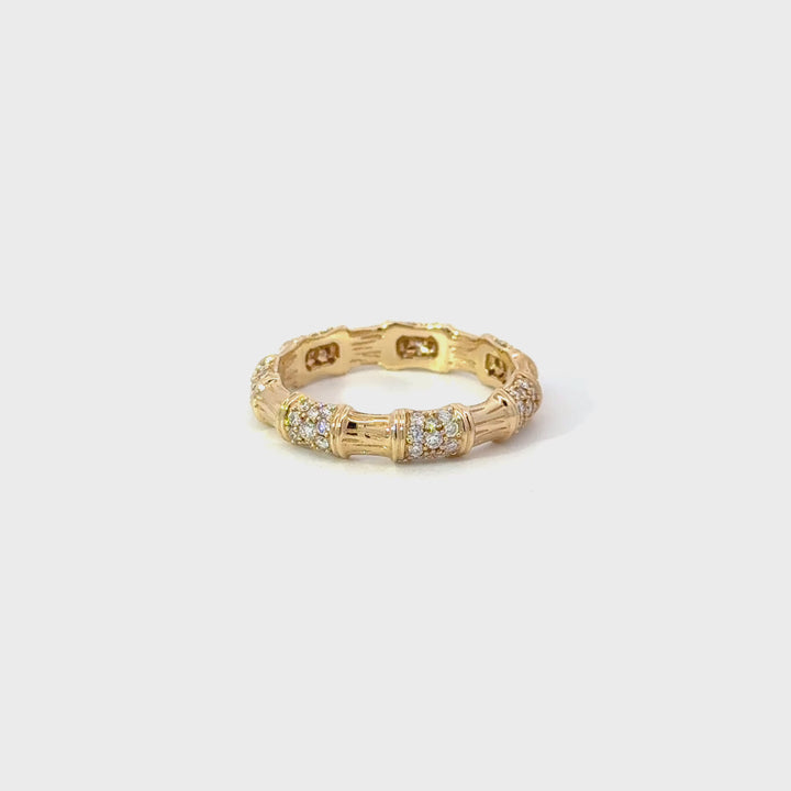 Pre-Loved Diamond Bamboo Ring in 14K Yellow Gold