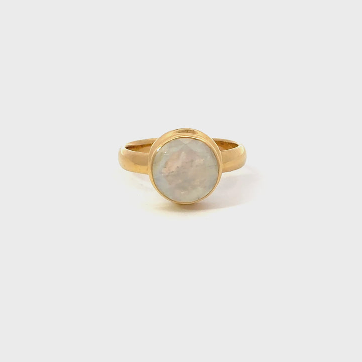 Moonstone Bezel Set Ring in 18K Gold over Sterling Silver