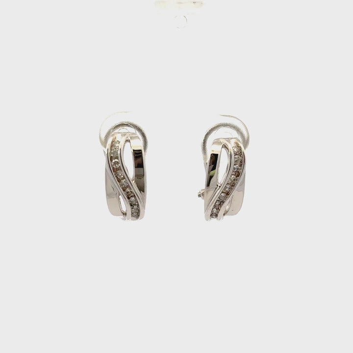 Vintage Diamond Gold Earrings in 14K White Gold