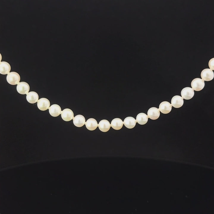 Cultured Pearl Necklace with Diamond Heart Clasp in 14k Yellow Gold