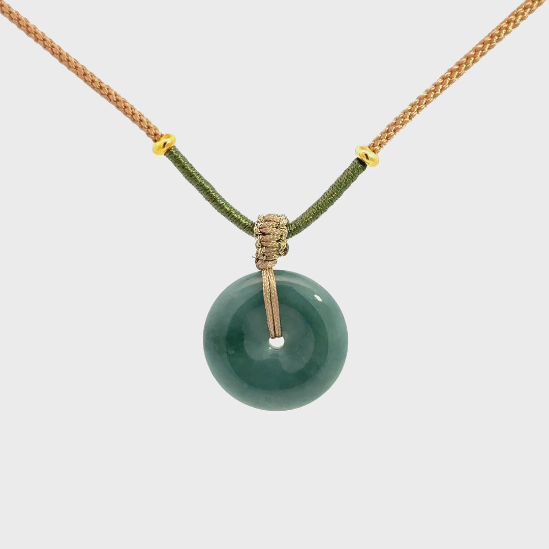Jade Pi Disk Necklace on Adjustable Cord