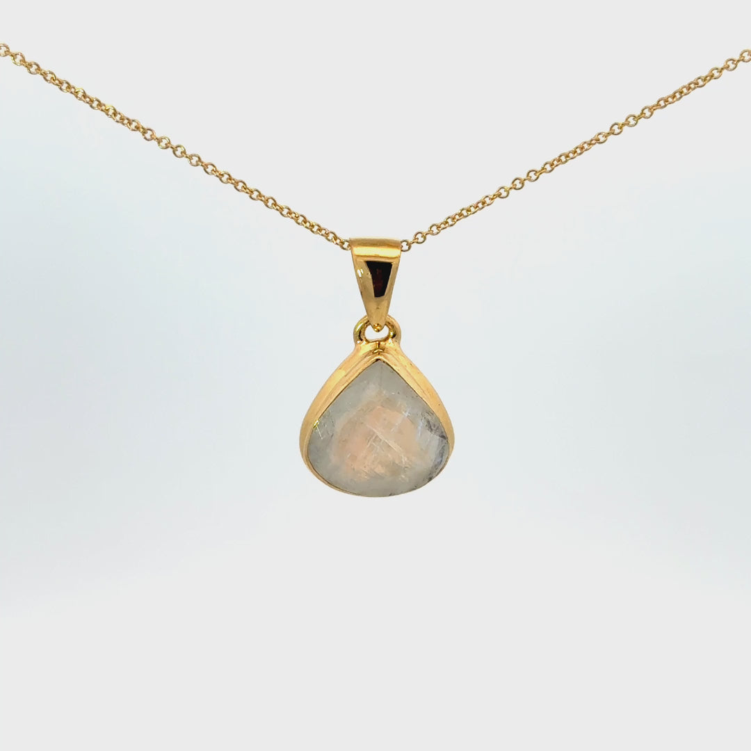 Rainbow Moonstone Necklace in 18K Gold Over Sterling Silver