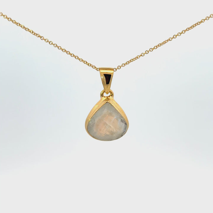 Rainbow Moonstone Necklace in 18K Gold Over Sterling Silver