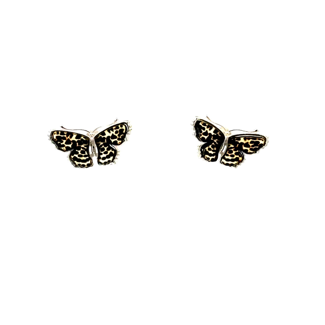Amber Butterfly Stud Earrings in Sterling Silver