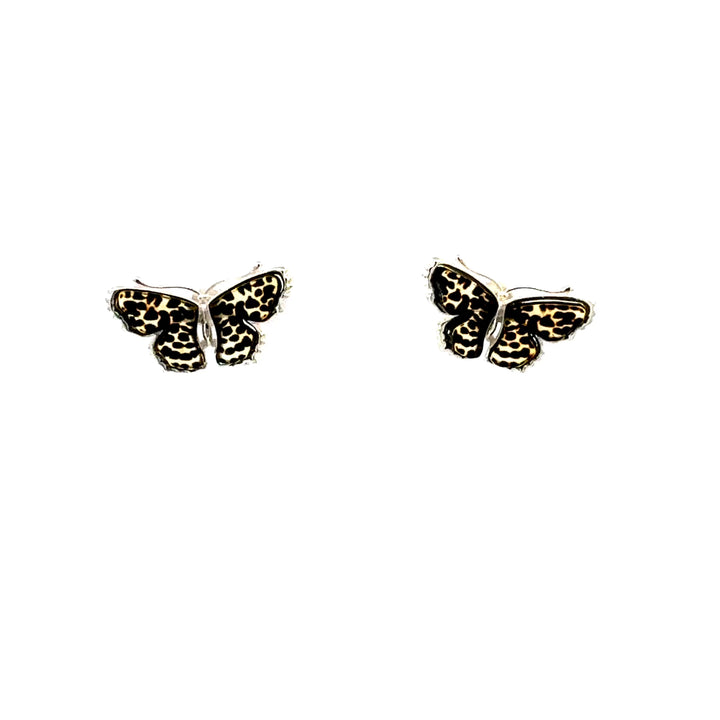 Amber Butterfly Stud Earrings in Sterling Silver