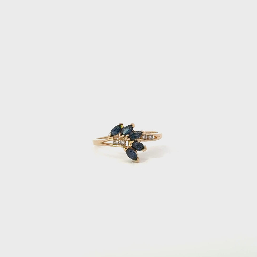 Vintage Sapphire & Diamond Ring in 14K Yellow Gold