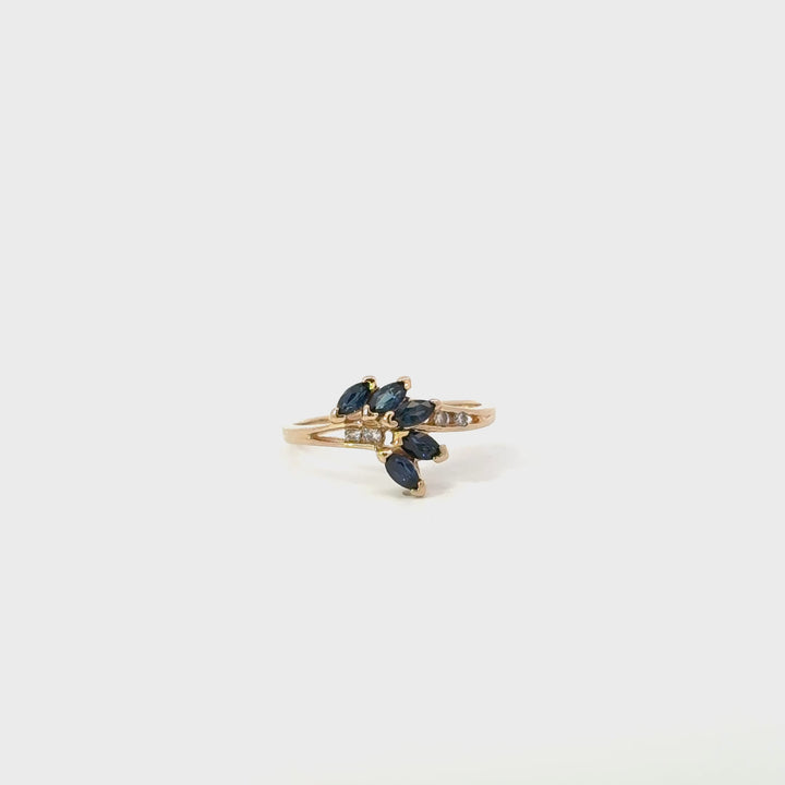 Vintage Sapphire & Diamond Ring in 14K Yellow Gold