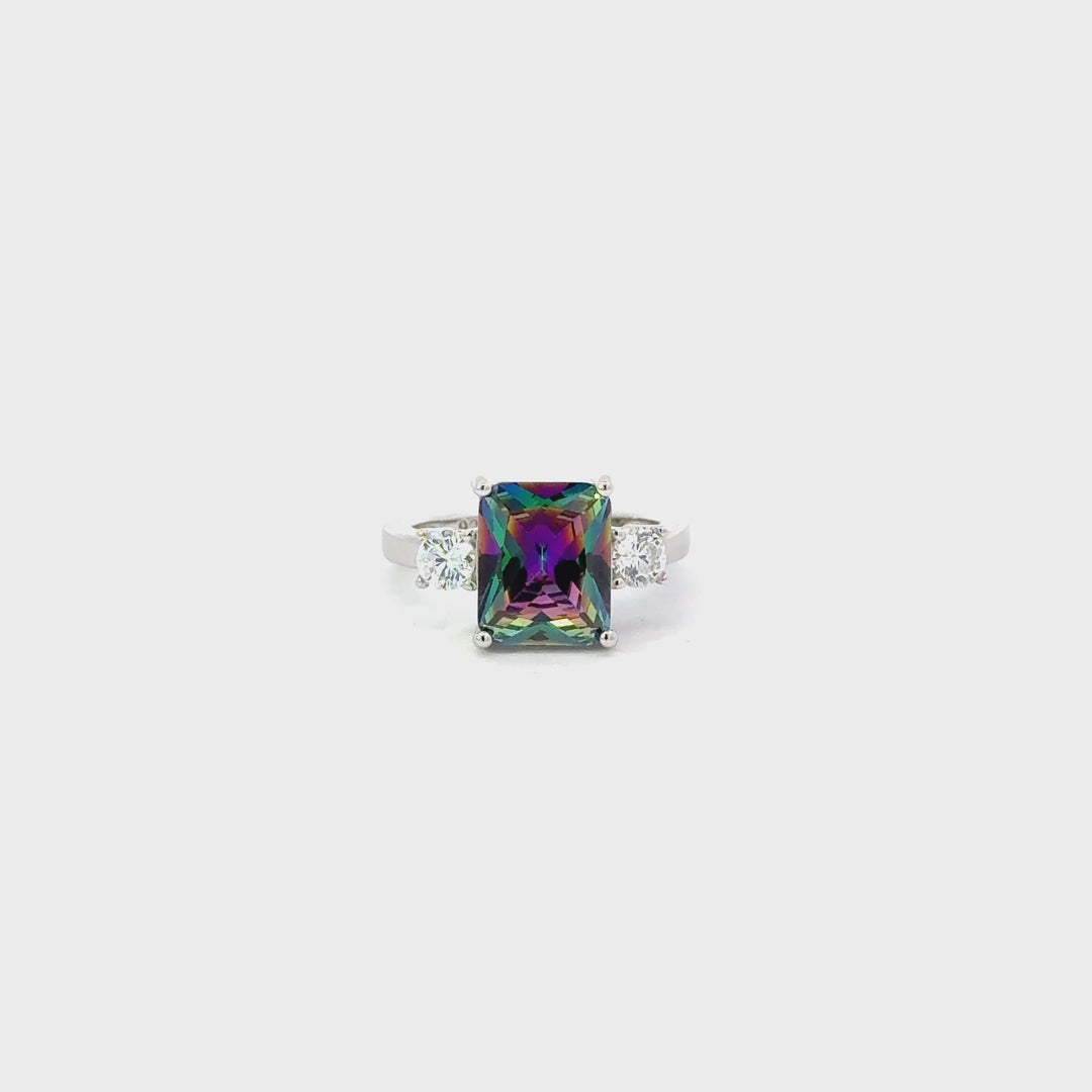 Mystic Topaz & Cubic Zirconia Ring in Sterling Silver