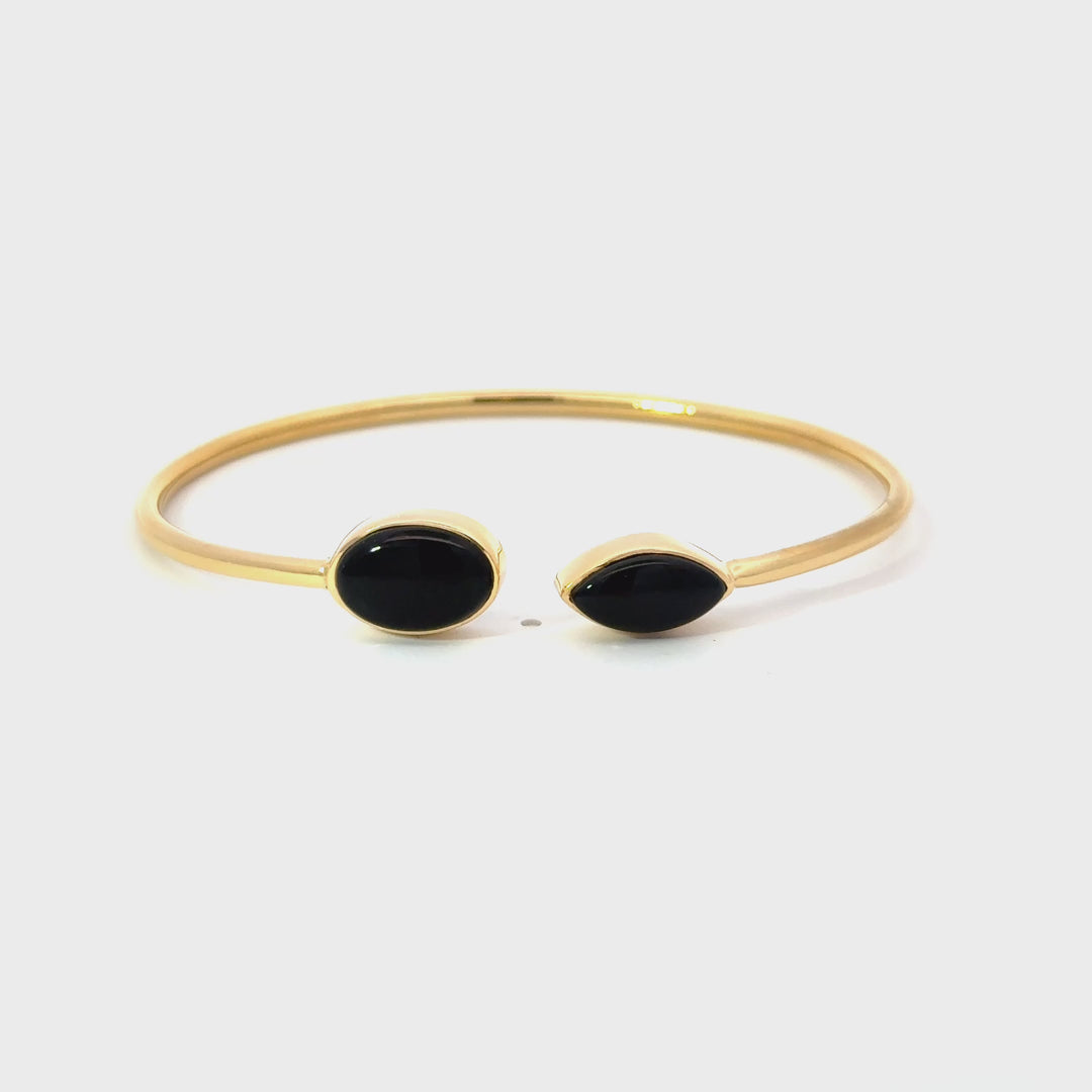 Black Onyx Twister Bracelet in Vermeil Sterling Silver
