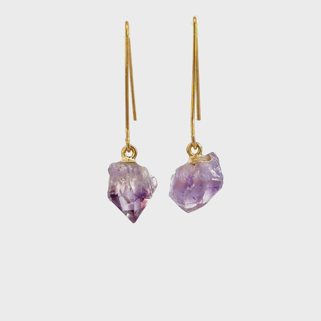 Brazilian Amethyst Dangle Earrings in Base Metal