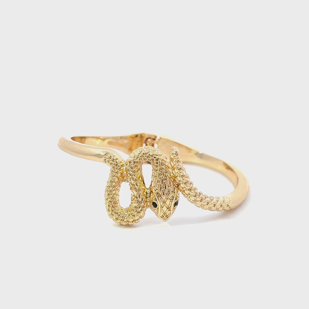 Gold Snake Wrap Cuff Bracelet in Stainless Steel