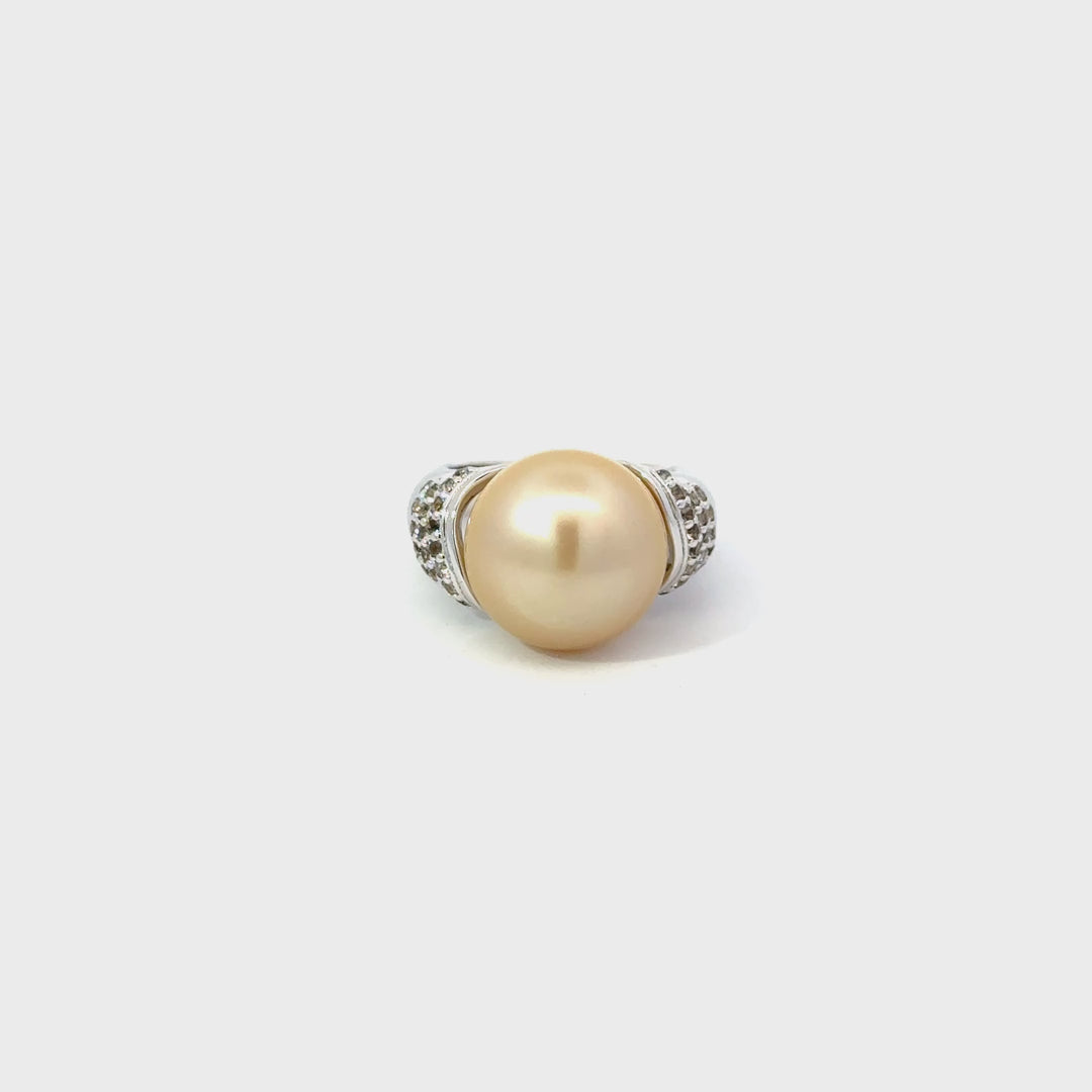 Pearl & Cubic Zirconia Ring in Sterling Silver