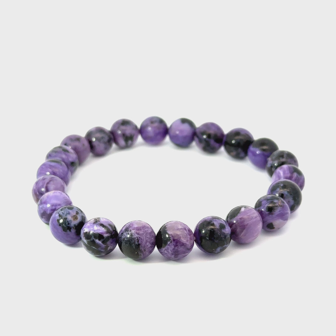 Polished Russian Charoite Beaded Bracelet