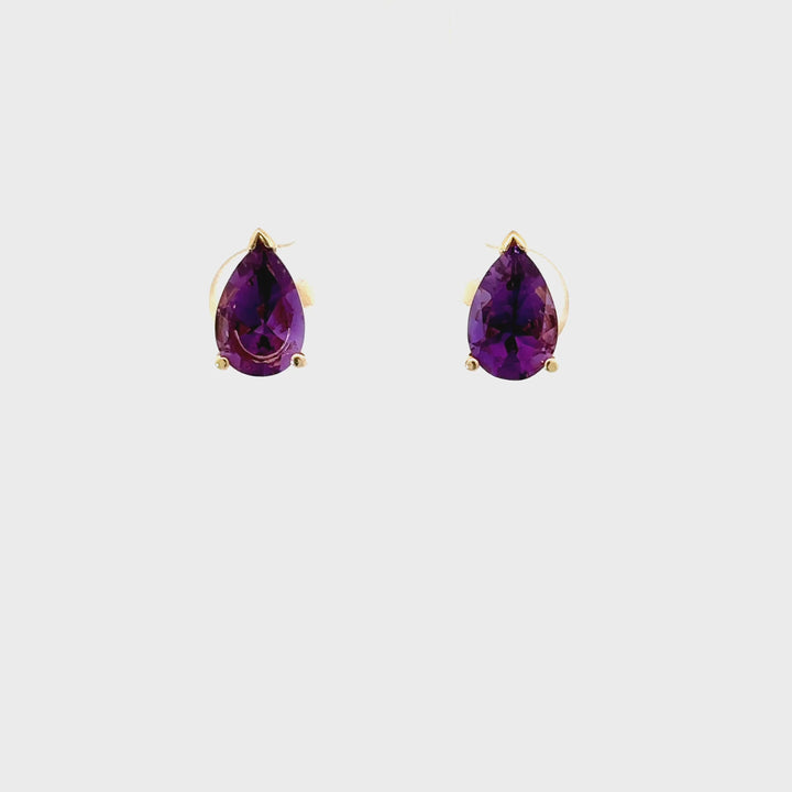 Amethyst Stud Earrings in 14K Yellow Gold