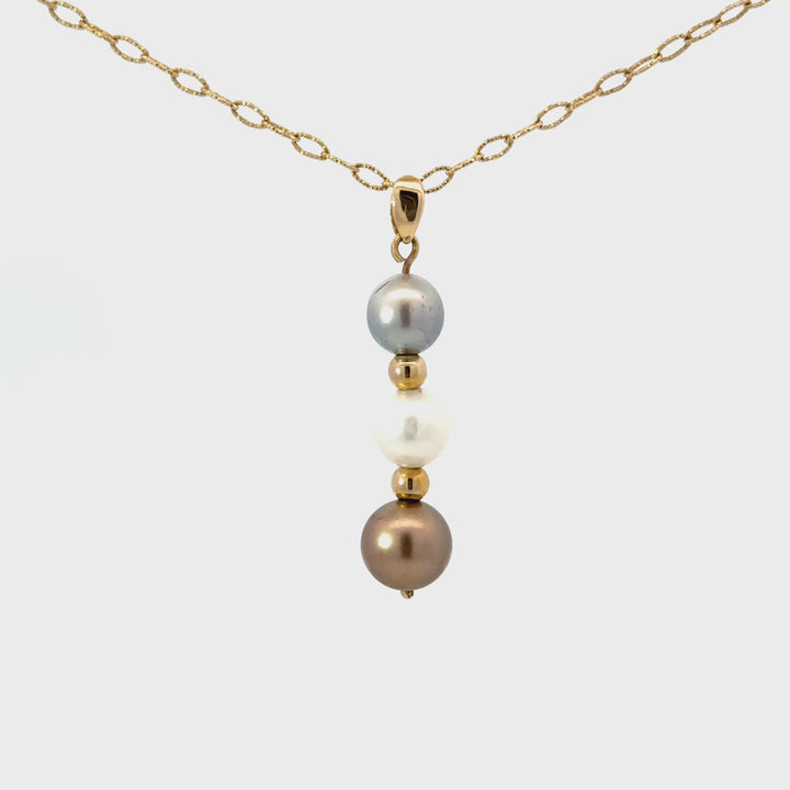 Tahitian & Freshwater Pearl Necklace in 14K Yellow Gold