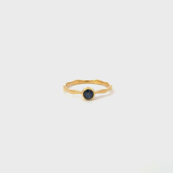 Sapphire Round-Cut Ring in 18K Gold over Sterling Silver
