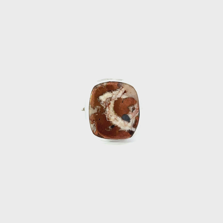 Copper Agate Sterling Silver Over Brass Rings