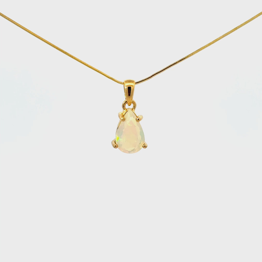 Polished Ethiopian Opal Necklace in Gold-Plated Sterling Silver