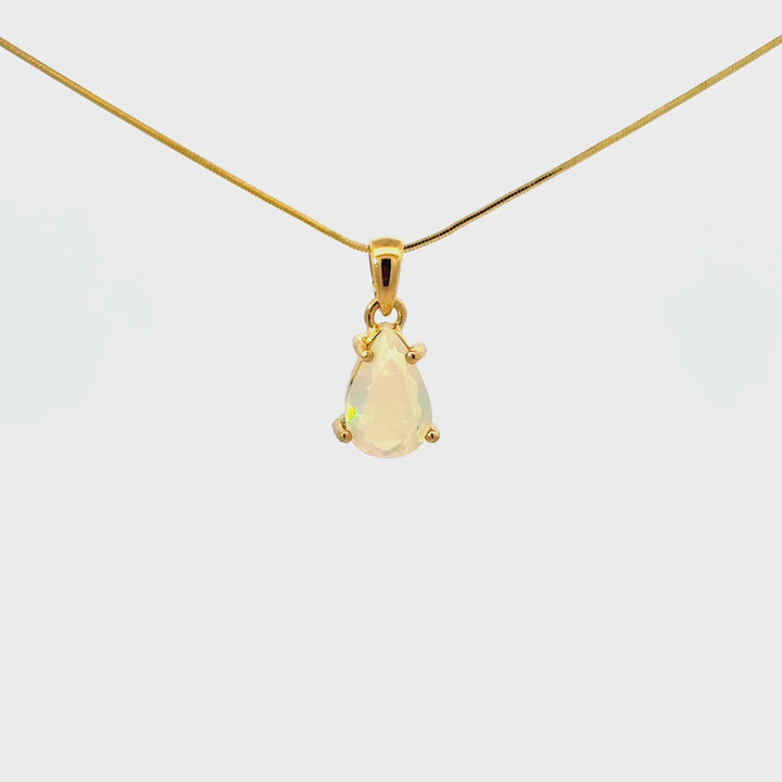 Polished Ethiopian Opal Necklace in Gold-Plated Sterling Silver