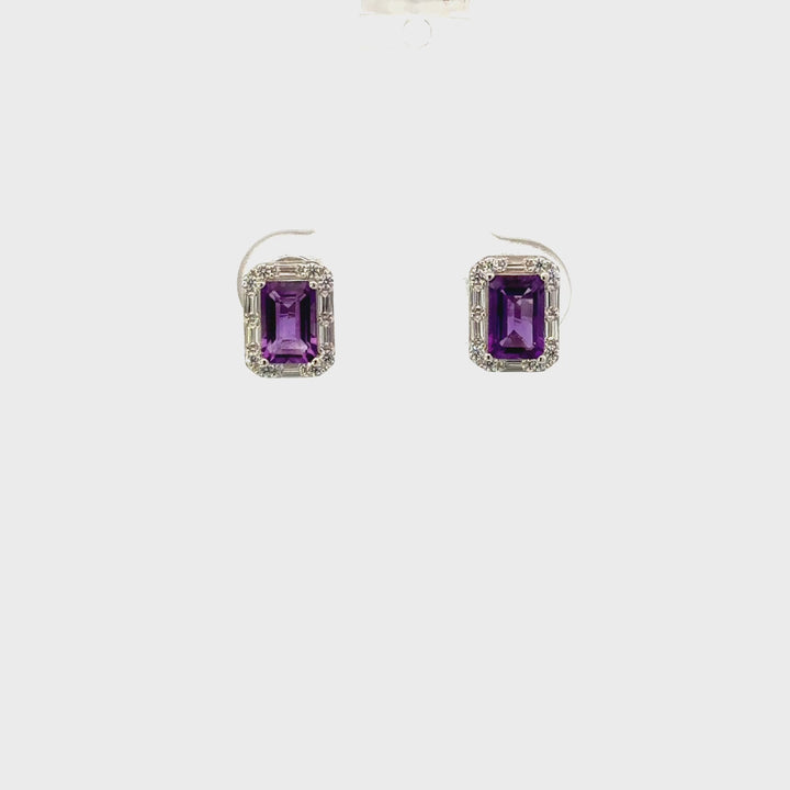 Amethyst & Cubic Zirconia Earrings in Sterling Silver