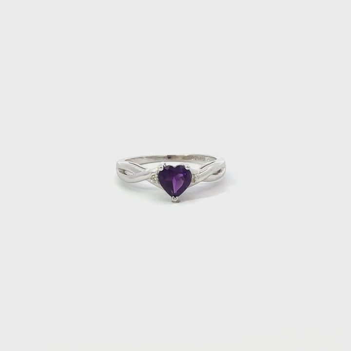 Vintage Amethyst & Diamond Ring in 14K White Gold