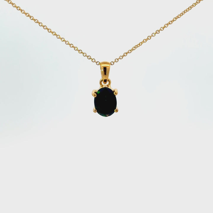 Black Opal Necklace in 18k Gold over Sterling Silver