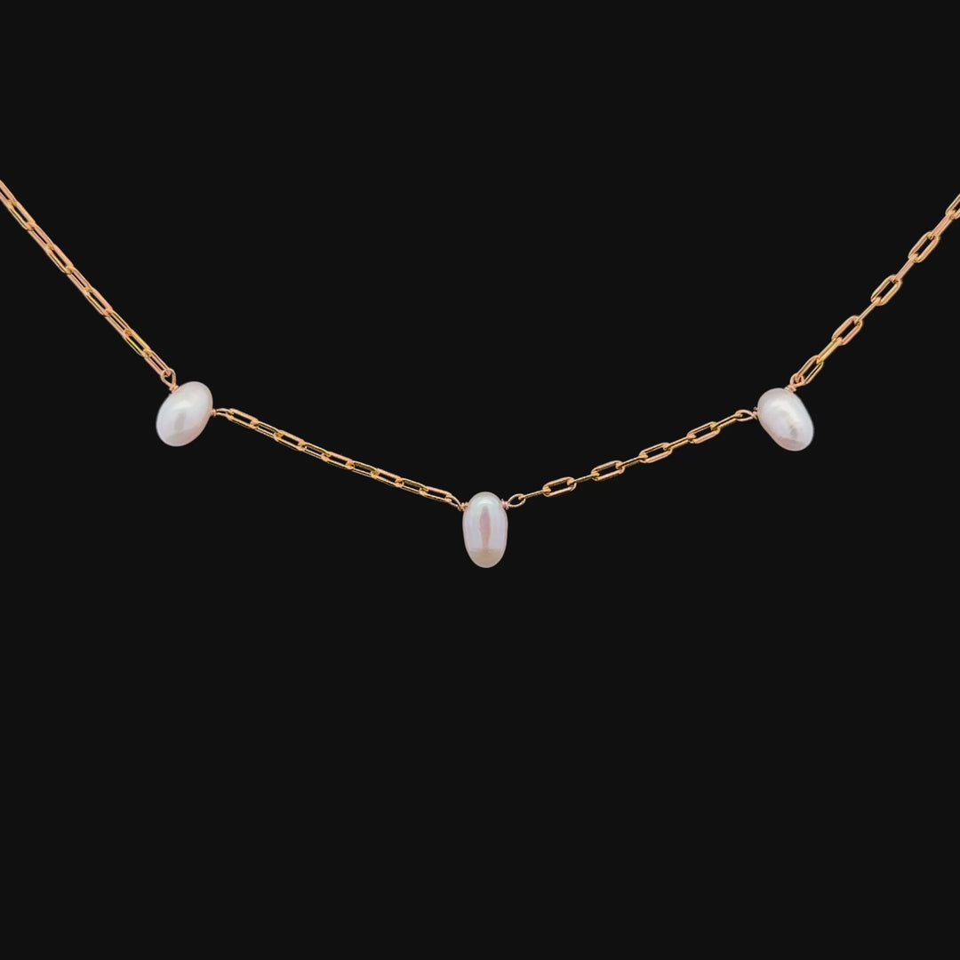 Cultured Freshwater Pearl Necklace in Gold Over Sterling Silver