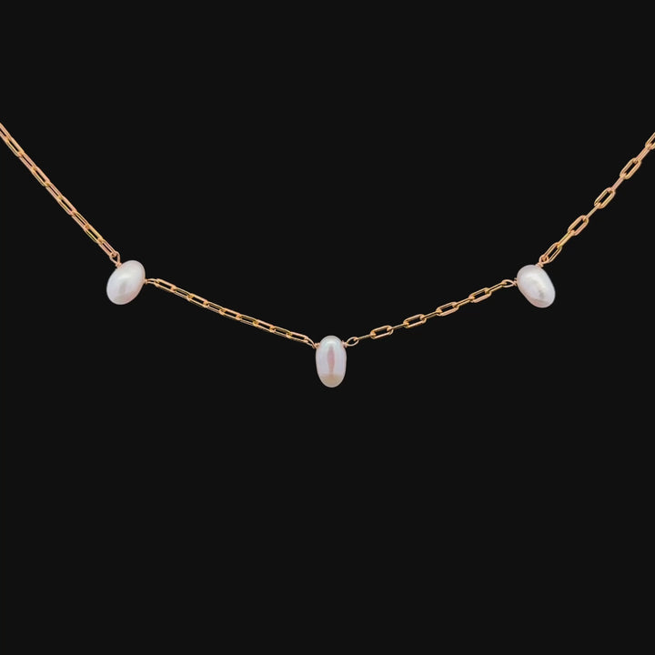 Cultured Freshwater Pearl Necklace in Gold Over Sterling Silver