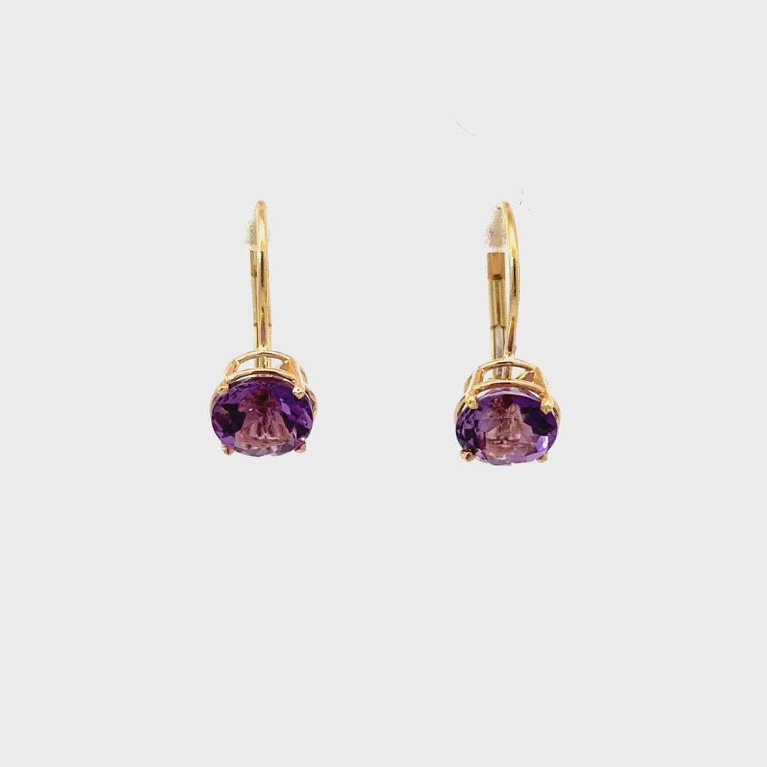 Amethyst Dangle Earrings in 14K Yellow Gold