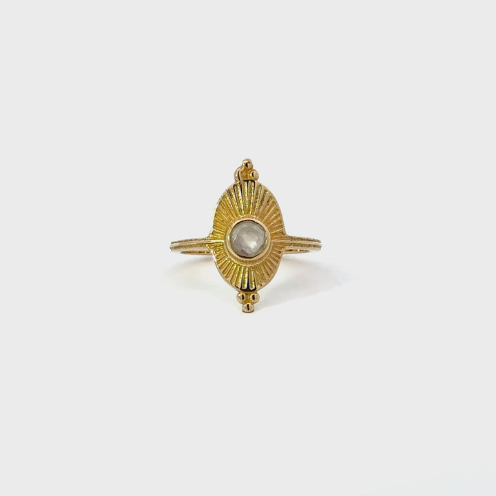 Moonstone Gold Tone Brass Ring