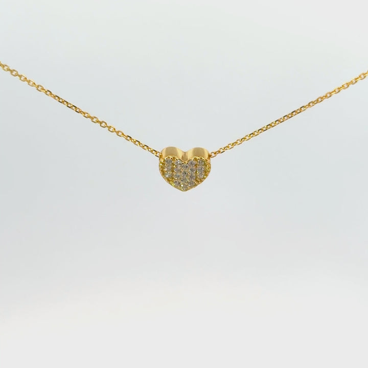 Cubic Zirconia Heart Necklace in 18K Gold-Plated Sterling Silver