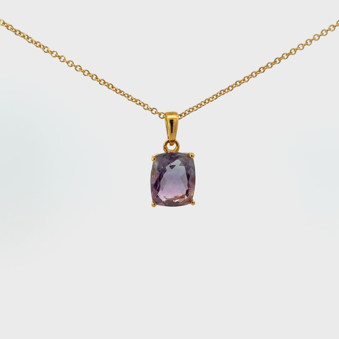 Rainbow Fluorite Necklace in 18K Gold Over Sterling Silver