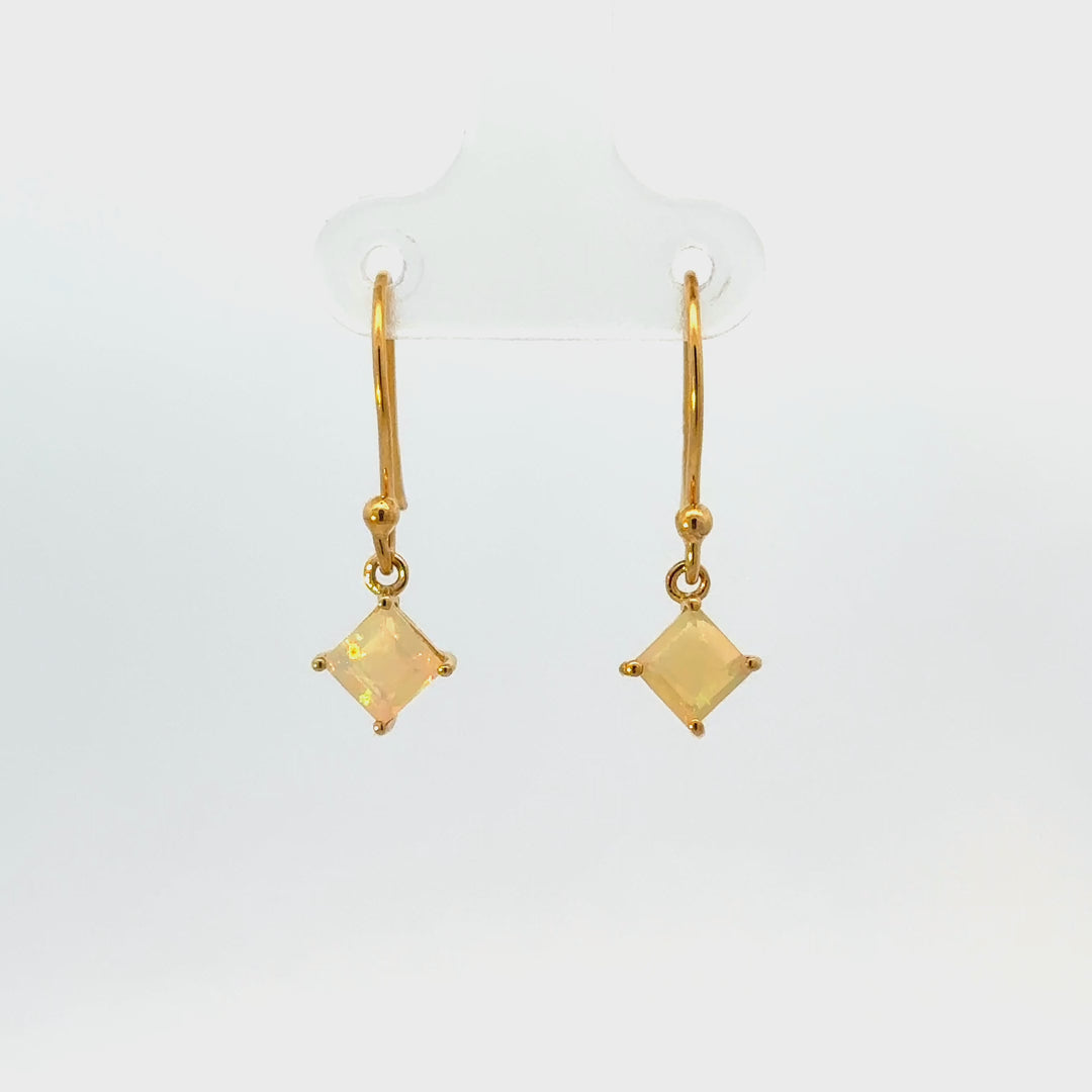 Opal Dangle Earrings in 18K Gold over Sterling Silver