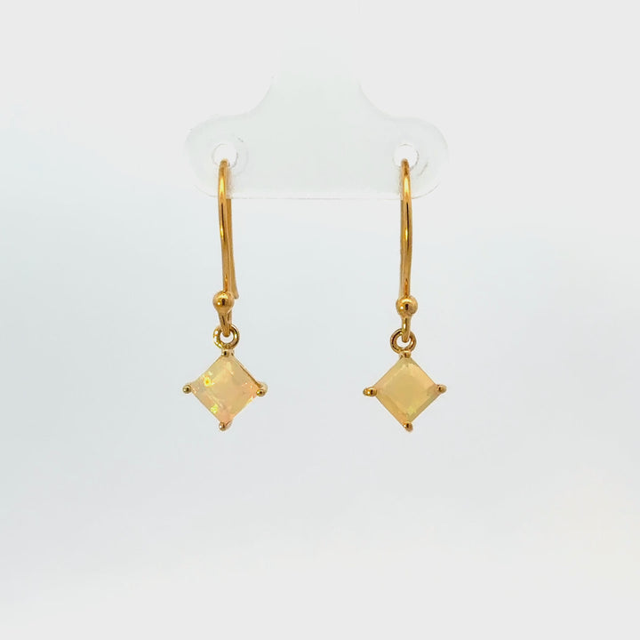 Opal Dangle Earrings in 18K Gold over Sterling Silver