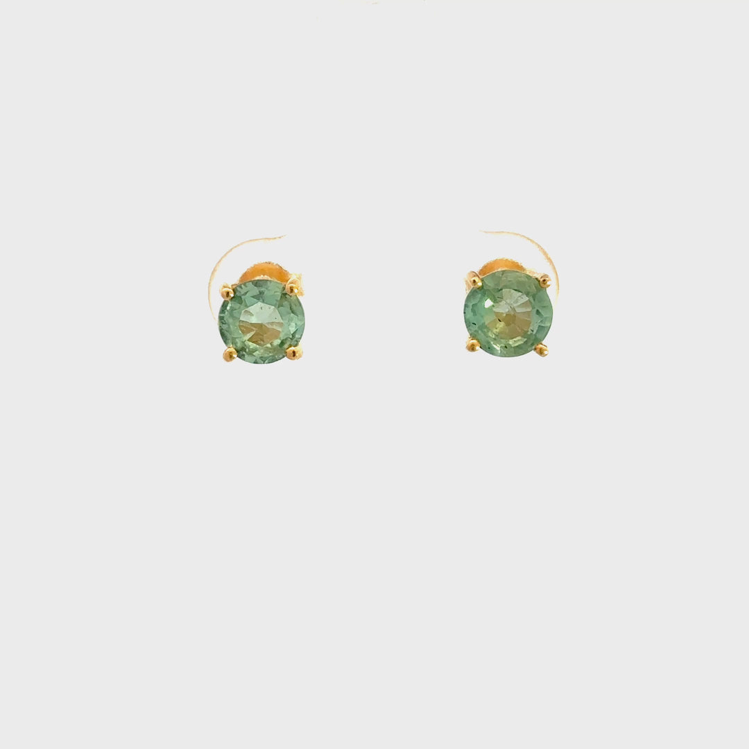 Natural Gemstone Stud Earrings in 18K Gold-Plated Sterling Silver