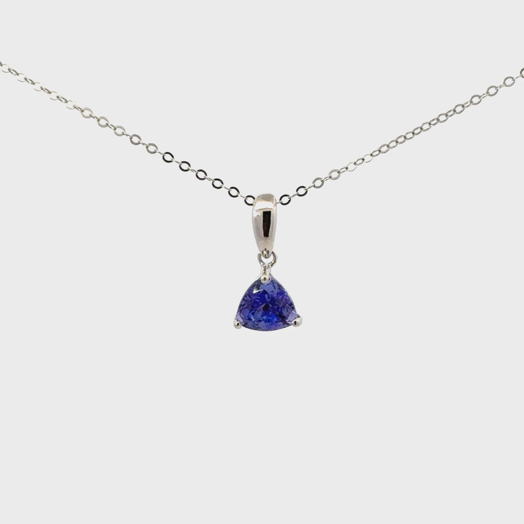 Trillion Cut Tanzanite Necklace in Sterling Silver