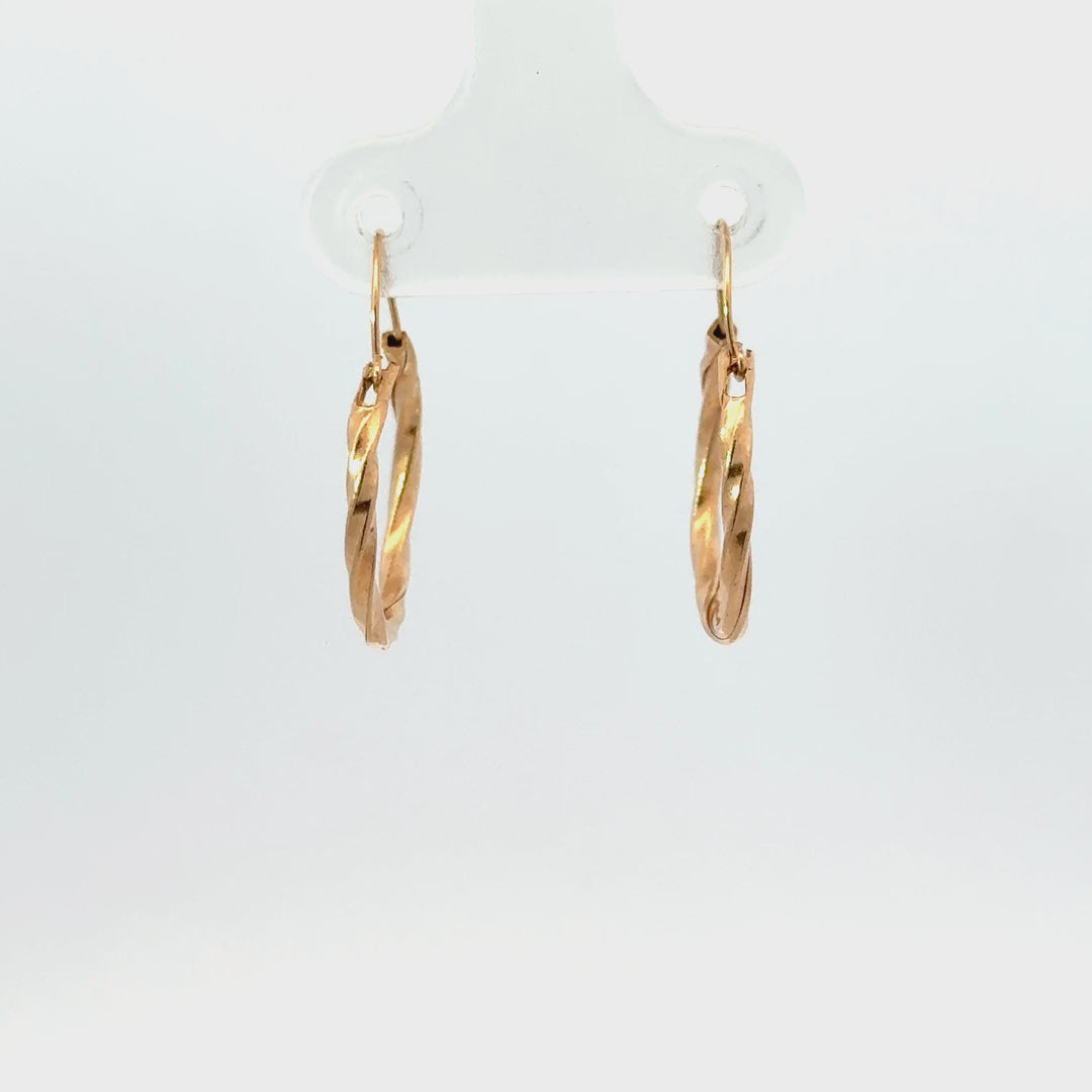 Vintage 14K Gold Twisted Hoop Earrings