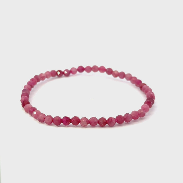 Faceted Pink Tourmaline Beaded Bracelet